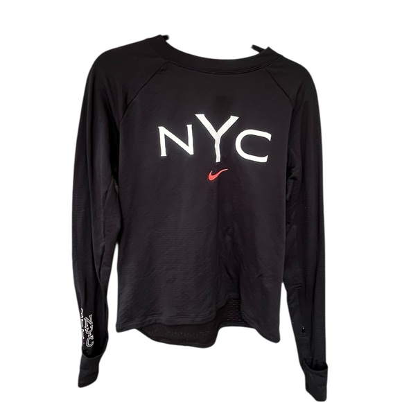 NIKE Men’s Run NYC Dri-FIT black Long Sleeve Thumbholes|Zip Pocket|Reflective| M - Picture 8 of 16